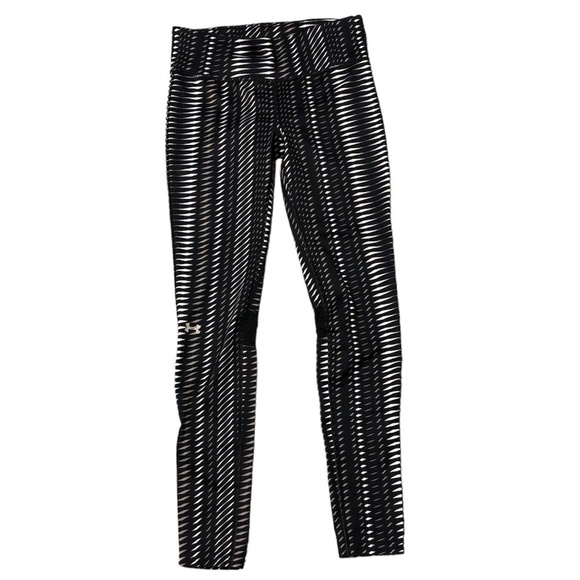 UNDER ARMOUR Leggings Women's Size Small Black White Compression Heat Gear - Picture 1 of 8